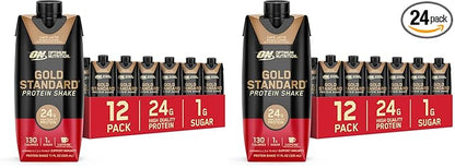 Optimum Nutrition Gold Standard Protein Shake,24g Protein,Ready to Drink-Protein Shakes,Gluten Free,Cafe Latte,11 Fl Oz,(Pack of 24)