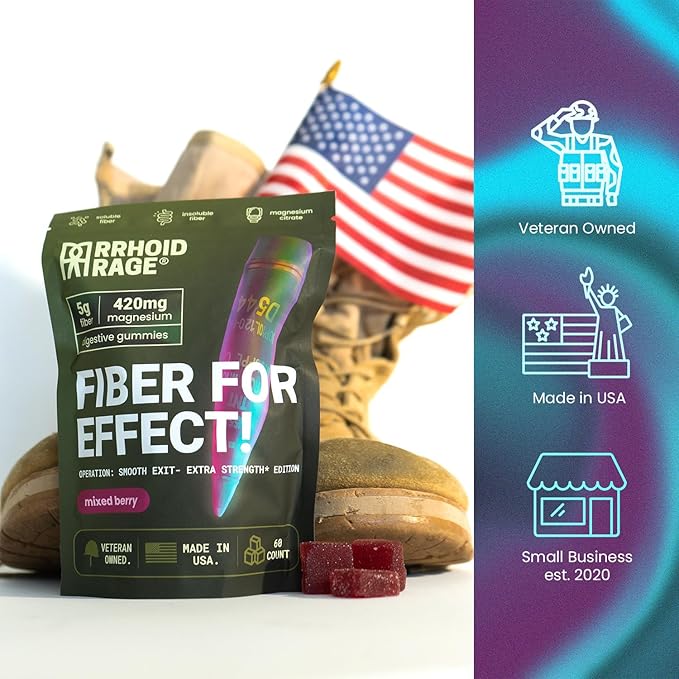 Fiber Gummies with Magnesium Citrate – Extra Strength Gut & Bowel Support, Mixed Berry Flavor, Non-GMO, Gluten-Free, Vegan, Constipation Relief Supplement – 60 Gummies