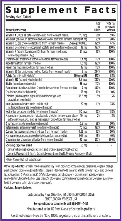 New Chapter Prenatal Vitamins, One Daily Prenatal Multivitamin Enhanced for Age 35+ with Methylfolate + Choline for Healthy Mom & Baby, Gluten Free & Non-GMO- 30 ct
