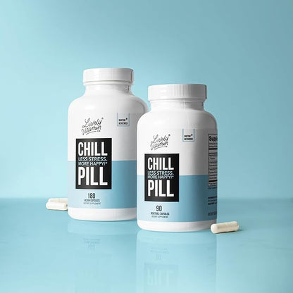 LIVELY VITAMIN CO. Chill Pill - Calm Mood - Relax - Restful Deep Sleep - REM - Stress - Anxiousness - Magnolia Bark - Chamomile - L-Theanine - Passionflower - 5-HTP - 90 Vegan Capsules