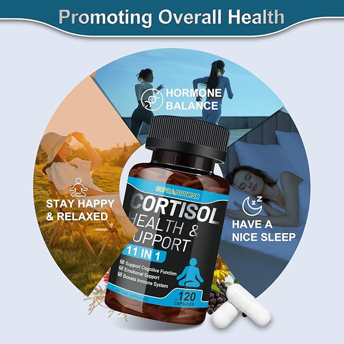 Cortisol Supplements for Women, 1360mg Cortisol Manager & Cortisol Reducer, 11-in-1 Cortisol Balance Supplement with Ashwagandha, Rhodiola, L-Theanine, 120 Capsules 60-Day Supply