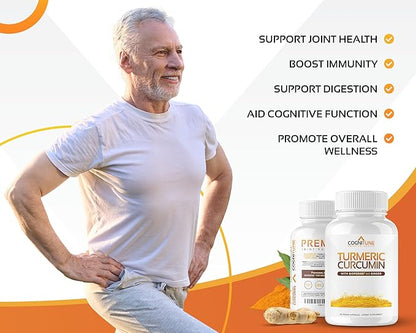 Organic Turmeric & Ginger Capsules - Turmeric Curcumin with Ginger & BioPerine, 95% Curcuminoids - Joint, Digestion, Immunity Support, Black Pepper Extract for Increased Absorption