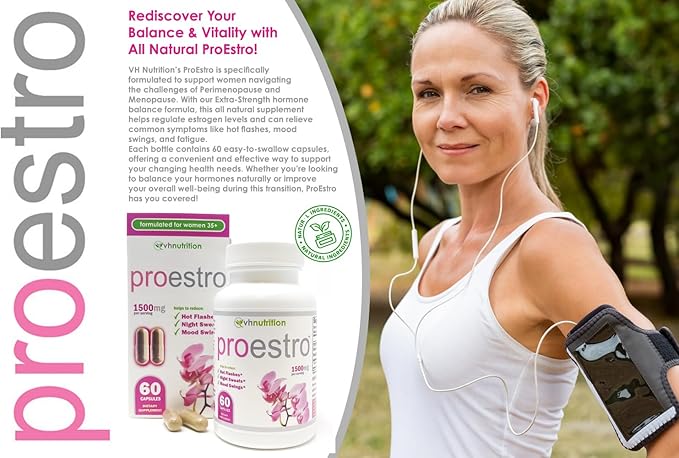 VH Nutrition PROESTRO | Estrogen Support* Supplement for Women | Extra Strength Hormone Balance* for Her | 60 Capsules in Easy to Swallow Pills