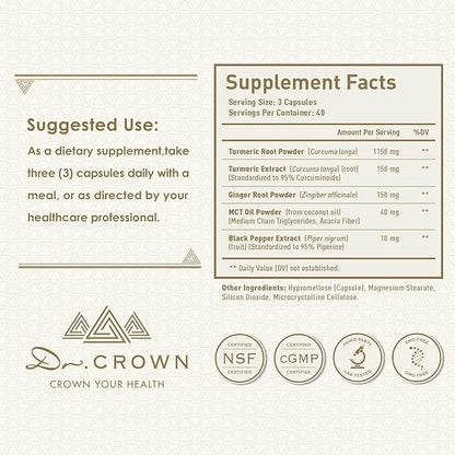Turmeric Curcumin Supplement 1,500mg, 95% Standardized Curcuminoid with Ginger, MCT Oil, & Black Pepper for Better Absorption, for Antioxidant & Joint Support, 240 Capsules