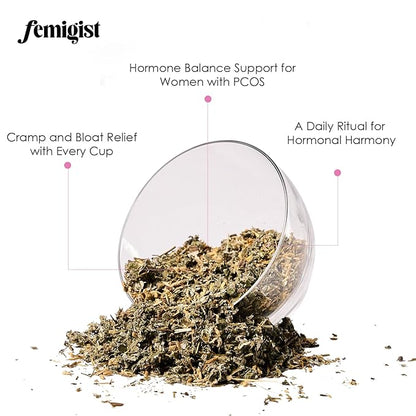 Femigist Balancing Brew Hormone Tea for Women, Loose Leaf Herbal Blend with Raspberry, Spearmint, Licorice, Nettle, PMS Relief, PCOS Cycle Support, Caffeine-Free Fennel Menstrual Cramp Tea