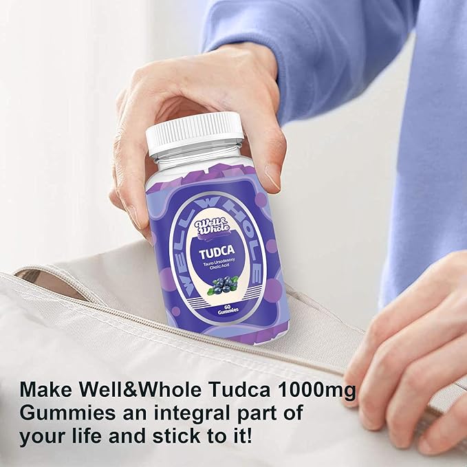 Well&Whole Bile Salts Supplement TUDCA Gummies 1000mg + Milk Thistle 500mg - Clinically Studied Liver Support for Detox & Digestion - Vegan, Non-GMO - 60 Counts