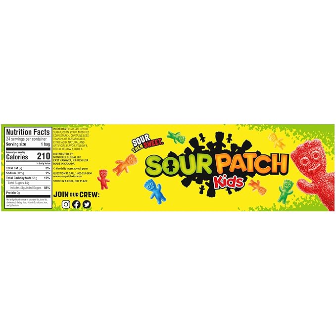 SOUR PATCH KIDS Soft & Chewy Gummy Candy, Bulk Candy, 24 - 2 oz Bags