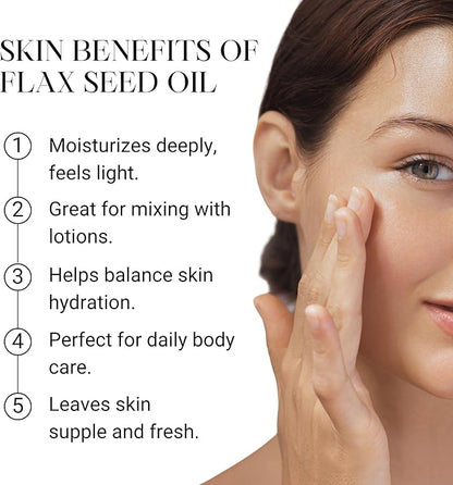 Pure Carrier and Essential Oils for Skin Care, Hair, Body Moisturizer for Face-Anti Aging Skin Care (Flax Seed Oil Organic, 4oz)