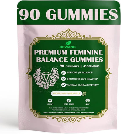 DEWANG Premium Feminine Balance Gummies for Women’s - Immune Support& PH Balance - Vegan, Gluten-Free - Grapes Flavor, 90 Count 45 Servings (Pineapple)