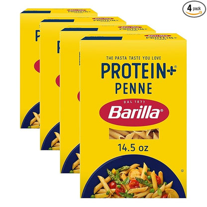 Barilla Protein+ (Plus) Penne Pasta,14.5 Ounce - plant based - Made from Lentils,Chickpeas & Peas - Non-GMO,Kosher Certified,(Pack of 4)
