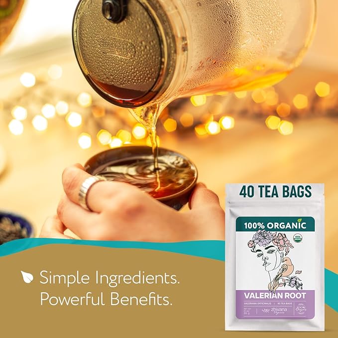 Valerian Root Tea Organic (40 Tea Bags) - Valeriana Herb – Calming Herbal Infusion for Sleep, Healthy Stress Response - Te para Dormir de Noche