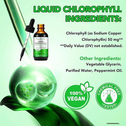 Liquid Chlorophyll Drops, Chlorophyll Liquid Drops, Body Deodorizing, Supports for Odor Balance, Natural Body Freshness, Body Odor Control, Fresh Breath, 60ml.