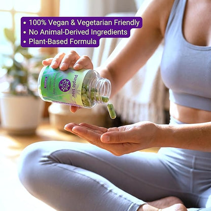 purple tree Happy Liver Daily | Liver Support Supplement with Milk Thistle, Dandelion, Artichoke, Turmeric & Liposomal Glutathione | Antioxidant & Daily Liver Wellness | 60 Vegan Capsules