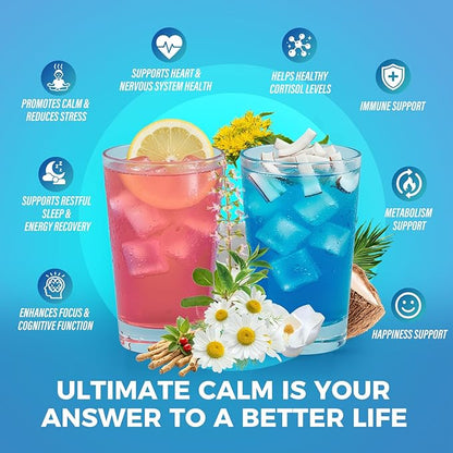 Ultimate Calm Super Cortisol Reducer Supplement Drink - Sleep Aid, Magnesium Glycinate Powder, Ashwagandha, L Theanine, Holy Basil, Vitamin D3