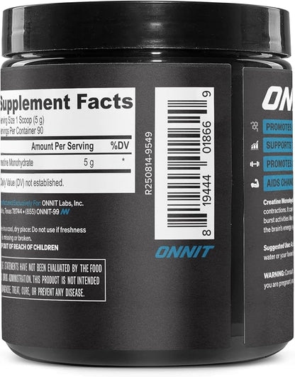 ONNIT Creatine Monohydrate Powder – Unflavored, 90-Serving Value Size – Supports Strength, Lean Muscle, and Brain Energy† – Keto Friendly, No Fillers, 90 Servings, 15.29 oz