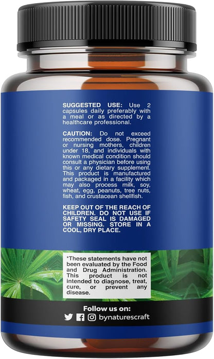 Saw Palmetto for Men with Beta Sitosterol - Saw Palmetto Extract Prostate Support Supplement for Men's Health & Better Bladder Control Plus Restoring Hair Supplement for Hair Health for Men - 60ct