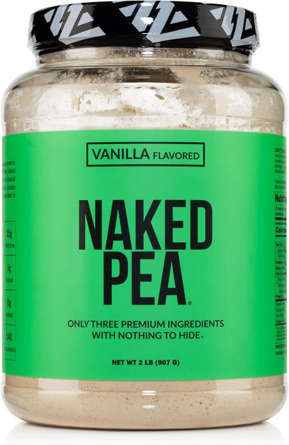 NAKED Vanilla Pea Protein Isolate from North American Farms, Only 3 Ingredients, Vanilla Vegan Protein, NSF Certified, Gluten-Free, Soy Free, GMO Free - 2LB