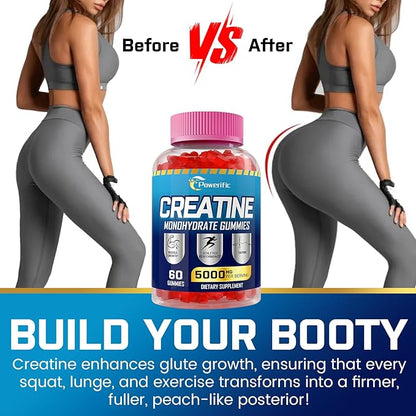 Creatine Monohydrate Gummies for Men & Women Pre Workout Gummies with Taurine, Vitamin B6 & B12 Creatine Monohydrate Chewable for Increase Strength, Energy, Endurance, Muscle, Organic (2 Packs)