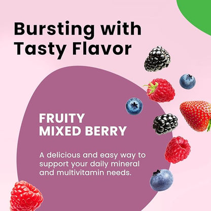 Iron Gummies with Multivitamin, Iron Supplement for Women & Men with Zinc, Vitamin B Complex & C, B12, Folate - Blood Builder & Energy Support for Adults & Kids - Mixed Berry Flavor, Vegan 60 Gummies