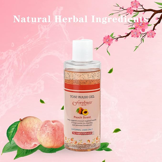 Feminine Wash for Women pH Balance, Peach Yoni Wash with Coconut Oil, Aloe Vera Extract, 6.7 fl.oz Intimate Wash