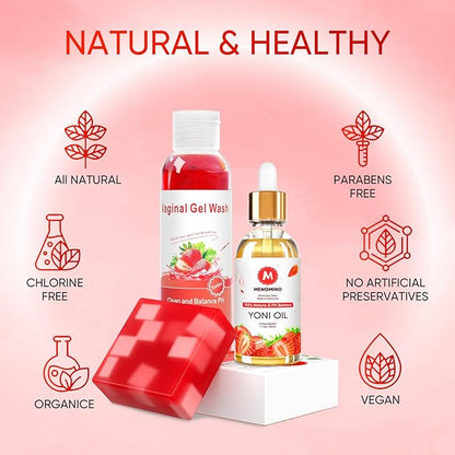 Feminine Wash & Yoni Soap Bar & Yoni Oil for Women pH Balance, Yoni Wash for Vaginal Moisturizing Remove Odor, 5.07 Fl.Oz Intimate Wash 1 Fl.Oz Organic Feminine Oil & 3.53oz Yoni Bar