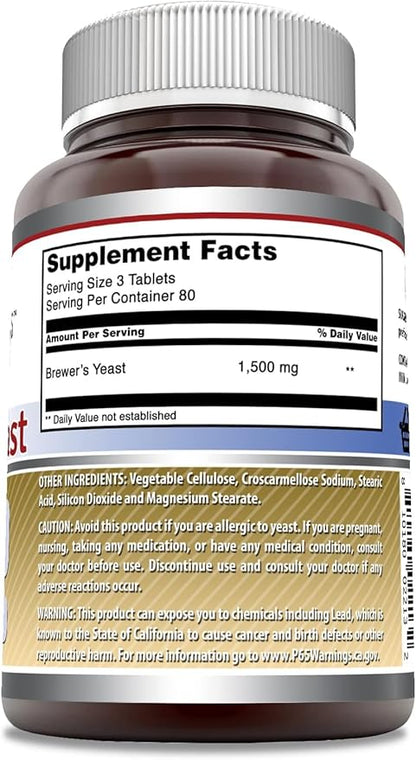 Amazing Formulas Brewers Yeast 1500 Mg Per Serving Tablets Supplement | Non-GMO | Gluten Free | Made in USA (240 | 2 Pack)