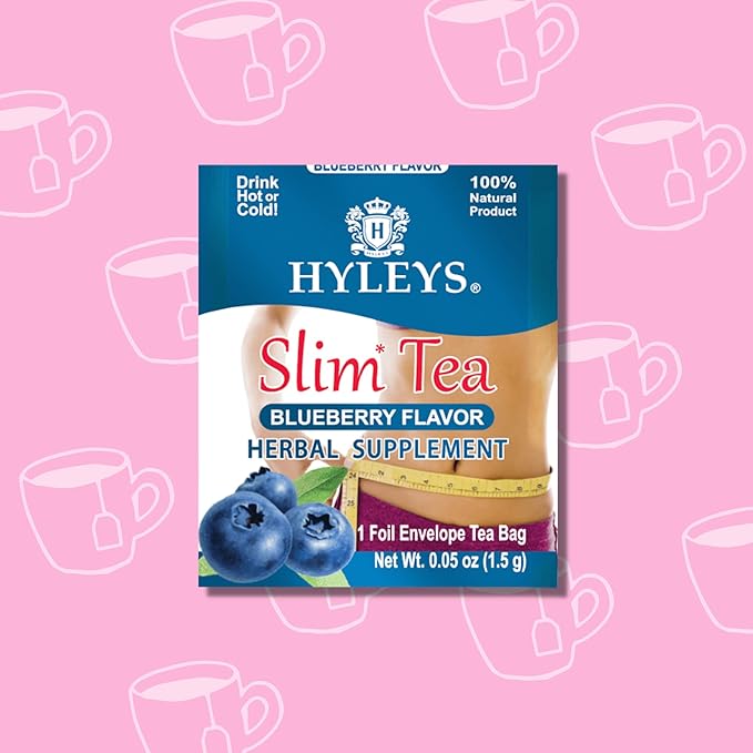 Hyleys Slim Tea Blueberry Flavor - Weight Loss Herbal Supplement Cleanse and Detox - 25 Tea Bags (12 Pack)