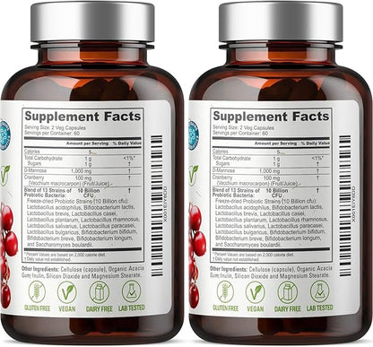 biophix D-Mannose 1000mg Capsules with Cranberry & Probiotics - D Mannose Supplements for Women - D-Mannose Pills for Urinary Tract & Bladder Health Support - Digestive Well-Being - 120 Vcaps 2 Pack