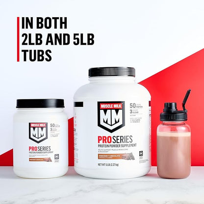 Muscle Milk Pro Series Protein Powder Supplement, Knockout Chocolate, 5 Pound, 28 Servings, 50g Protein, 3g Sugar, 20 Vitamins & Minerals, NSF Certified for Sport, Workout Recovery