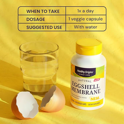 Healthy Origins Eggshell Membrane 500 mg (NEM, Non-GMO, Gluten Free, Joint Support), 120 Veggie Caps