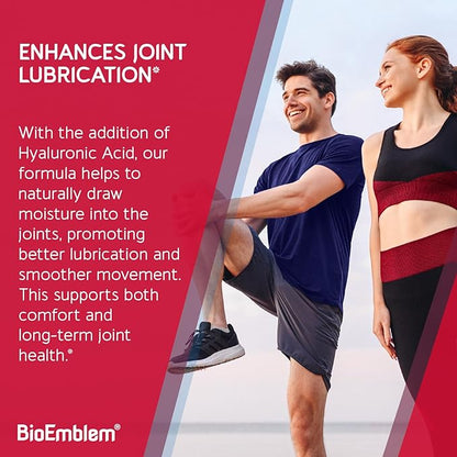 BioEmblem Joint Support - Glucosamine Chondroitin + MSM 1500 MG - with Boswellia, Turmeric & Hyaluronic Acid - Joint Health Supplement, Mobility, Flexibility, Cartilage - Non-GMO - 90 Caps