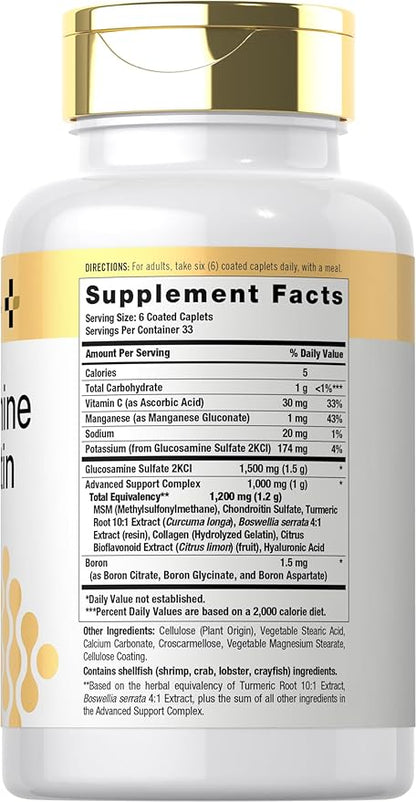 Doctor's Way Glucosamine Chondroitin MSM Turmeric | 200 Caplets | Complex Supplement for Adults | Non-GMO, Gluten Free