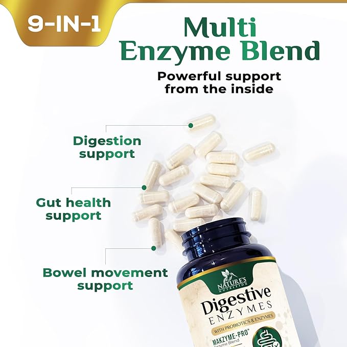 Digestive Enzymes - Super Digestive Multi Enzyme Complex for Bloating & Gut Health Support with Bromelain, Papain, Probiotics & Prebiotics - Digestion Health Support for Women & Men - 120 Capsules