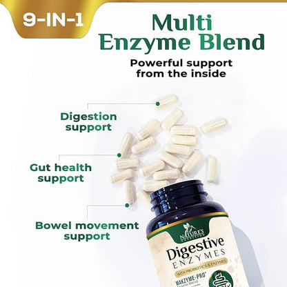 Digestive Enzymes - Super Digestive Multi Enzyme Complex for Bloating & Gut Health Support with Bromelain, Papain, Probiotics & Prebiotics - Digestion Health Support for Women & Men - 120 Capsules