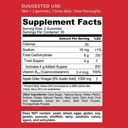 Goli Apple Cider Vinegar Gummies - Worlds First ACV Gummy with Vitamin B12, Beetroot & Pomegranate - Vegan, Non-GMO, Gluten-Free, 300 Count (5 Pack)