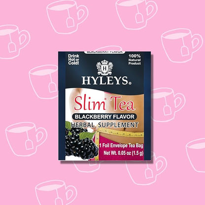 Hyleys Slim Tea Blackberry Flavor - Weight Loss Herbal Supplement Cleanse and Detox - 25 Tea Bags (1 Pack)
