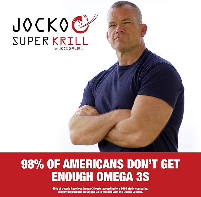 Jocko Fuel Antarctic Krill Oil Omega 3 Fatty Acid Supplements DHA & EPA - 1000mg Softgels - Supports Joints, Mobility & Mental Function (60 Softgels) (Pack of 2)