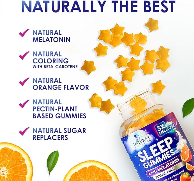 Melatonin Sleep Gummies - 6mg Per Serving - Sugar-Free Sleep Support Melatonin Gummy for Adults - Extra Strength Sleeping Gummy Supplement - Supports Restful Sleep - Tasty Orange Flavor - 120 Gummies