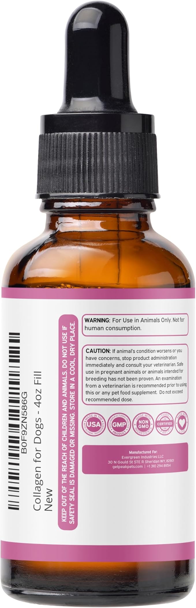 Premium Liquid Collagen for Dogs (120ml) Daily Collagen Dogs Supplement Drops with Types I, II & III & Hyaluronic Acid - Dog Supplement for Joints and Digestive Health - All Breeds & Sizes - USA Made