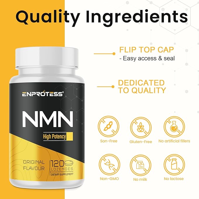 Sublingual NMN 500mg, Max Absorbency & Fast-Acting NMN Supplement（240-Day Supply）, 99% Pure NMN (Nicotinamide Mononucleotide) for NAD, Cell, Immune, Energy, Muscle, Anti-Aging, Longevity, 240 Lozenges