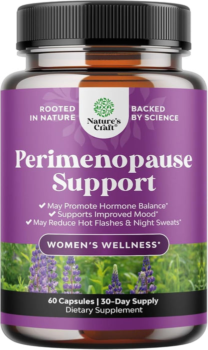 Complete Perimenopause Supplement for Women - Multibenefit Menopause Ease for Women with Maca Root Vitex Berry & Black Cohosh for Hot Flashes Night Sweats Hormone Balance and Mood Support - 60 Count