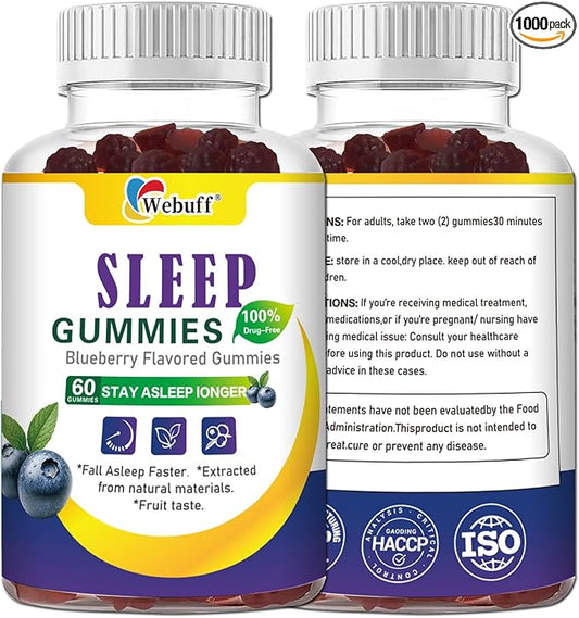 Sleep Gummies with 5mg Melatonin for Adults – Fall Asleep Faster with Non-Groovy Morning, Sugar Free Sleep Aid Supplement, Non-Habit Forming, Blueberry Flavor, 60 Count (Pack of 2)