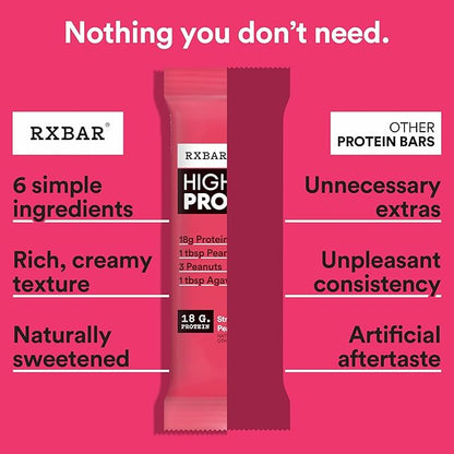 RXBAR High Protein Bars, Gluten Free, Protein Snacks, Strawberry Peanut Butter, 25.3oz Box (12 Bars)