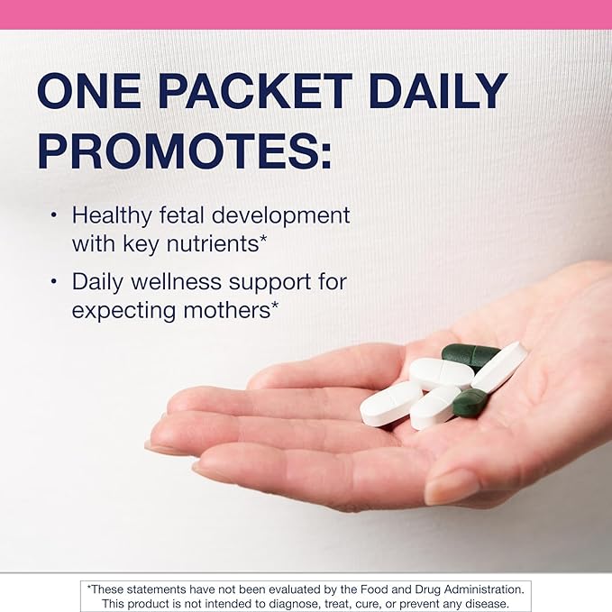 Metagenics Fem Prenatal - Prenatal Vitamin & Mineral Packs with Folate, Choline, Iron & Biotin - Supports Fetal & Brain Development - Non-GMO, Gluten-Free, Dairy-Free - cGMP Certified - 30 Packets