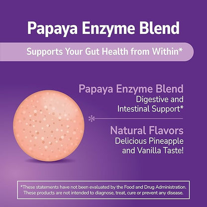 21st Century Papaya Enzyme Chewable (100 Count), Papaya & Pineapple Digestive Enzymes for Gut Health, Tropical Flavor, Non-GMO, Gluten-Free, No Added Salt, Artificial Flavors
