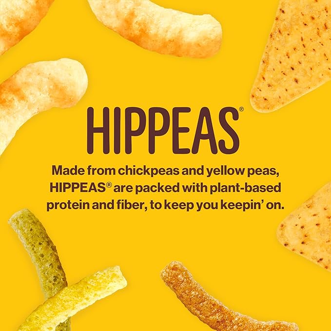 HIPPEAS Chickpea Puffs, Cheezy Vibes, Gluten Free Snacks, Dairy Free, Vegan, 0.8oz, Pack of 18, 3g Protein, 2g Fiber, Crunchy, Nutritious, Baked Plant Protein Snack, Non-GMO, Kosher