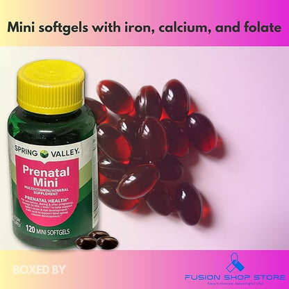 Prenatal Vitamins for Women- 120 Mini Softgels Multivitamin/Multimineral (Pack of 1), Boxed by Fusion Shop Store