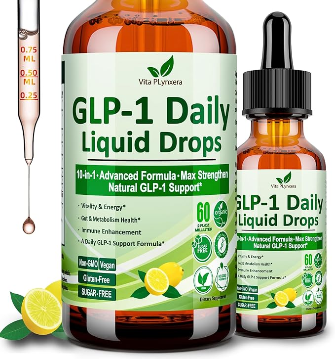 GLP-1 Support Liquid Drops, 10-in-1 Formula with Berberine, Ceylon Cinnamon, Prebiotic Fiber & Green Tea Extract | Support Healthy Metabolism, Digestive & Gut Health for Women & Men | Vegan, Non-GMO
