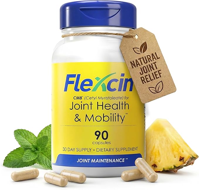 Flexcin Joint Health & Mobility Formula with CM8 (Cetyl Myristoleate) - Joint Supplements for Men and Women with Glucosamine, MSM, Collagen Type II - 3 Pack (270 Capsules)