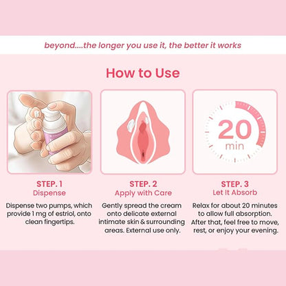 Vaginal Estrogen Cream for Women Menopause: Bioidentical Estrogen Cream with Estriol for Menopause & Postmenopause Relief - External Vaginal Moisturizer 1.06 oz (2 Month Supply)